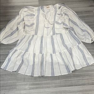 H&M White and Blue Striped Blouse